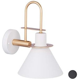 Relaxdays Wandlamp Editorial, wandlamp in elegant industrieel design, wandlamp in messinglook, E27, 40W, wit