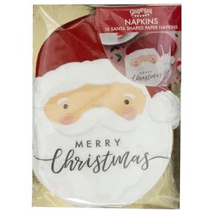 Ginger Ray SAN-316 Santa Shaped Merry Christmas Paper Napkins 16 Pack servet, papier, rood