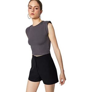 Trendyol Dames Slim fit Basic ronde hals gebreide blouse, antraciet, M, Antraciet, M