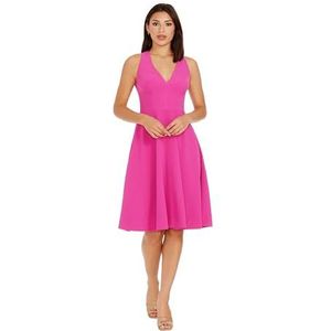 Dress the Population womens Catalina Solid Sleeveless Fit & Flare Midi Dress, Bright Fuchsia, Medium US