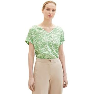 TOM TAILOR Dames blouse 1035256, 31574 - Green Small Wavy Design, 40