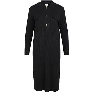 Object Ojnoelle Polo Knit Dress Noos Gebreid damesjack, zwart, XS, zwart, XS