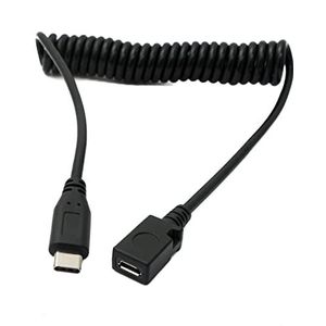 SYSTEM-S USB 3.1 kabel 120 cm stekker naar 2.0 Mini B socket adapter spiraal in zwart
