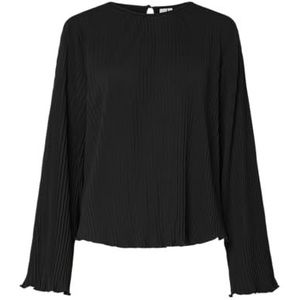 Blouse - Zwart - Polyester - Lange Mouwen - Knoopsluiting