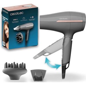 Cecotec IoniCare Power&Go Heaven Grey reishaardroger, 2.000 W, 2 temperaturen, 2 snelheden, koude luchtfunctie, concentratiemondstuk en diffuser, ring om op te hangen