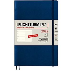 LEUCHTTURM1917 363574 Wekelijkse kalender en notitieboek 2022 Softcover Paperback (B6+), 12 maanden, marineblauw, Duits