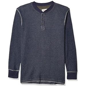 Wrangler Authentics Henley Waffle met lange mouwen voor heren, Mood Indigo, XL