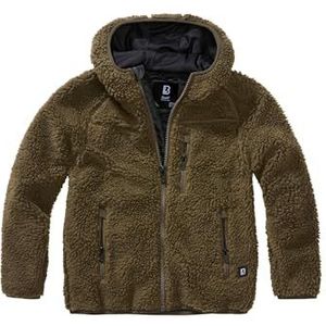 Brandit Kids Teddyfleecejack, hood fleecejack, teddy unisex, Olijf, 122