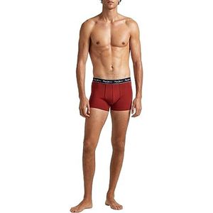 Pepe Jeans Heren Trunks (Pack van 3), Rood (Bordeaux), L