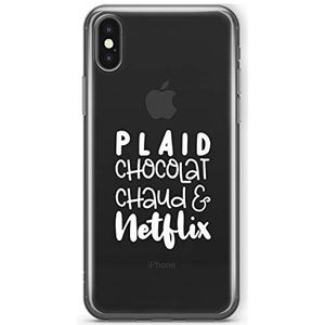 Zokko Beschermhoesje voor iPhone XS Max Plaid Chocolade Warm Netflix – zacht transparant inkt wit