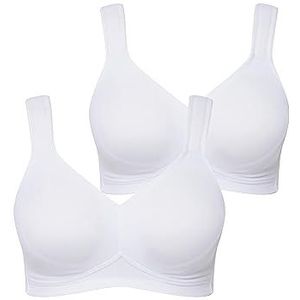 Ulla Popken Grote maten grote maten plussize microvezel beha, verpakking van 2 stuks, zonder beugel, voorgevormde cups, sneeuwwit, 125B