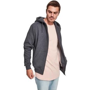 Urban Classics Heren sweatshirt Zip Hoody, jas met capuchon voor mannen, met ritssluiting, charcoal, 3XL
