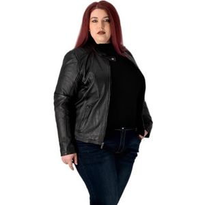 URBAN 5884 Riley Leren damesjas, echt lamsvacht jas voor plussize, duurzaam en voelt zacht aan, zwart, 48 Grote maten