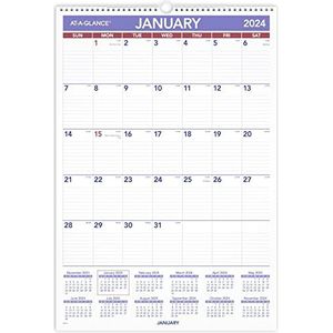 AT-A-GLANCE 2024 Wandkalender, 15-1/2"" x 22-3/4"", groot, spiraalgebonden, maandelijks (PM32824)