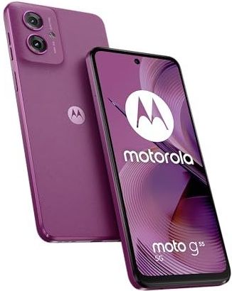 Motorola Moto g55 5G Smartphone (krasbestendig 6,49 inch FHD+ display, 50 MP camera, 8/256 GB, waterafstotend ontwerp, 5000 mAh, Android 14) Twilight Purple incl. beschermhoes