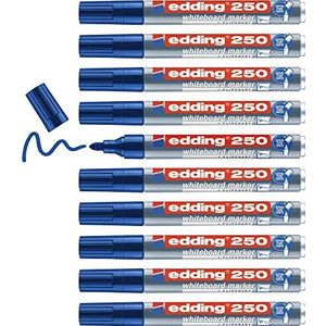 edding 250 whiteboardmarker - blauw - 10 whiteboardstiften - ronde punt 1,5 - 3 mm - boardmarker uitwisbaar - voor whiteboard, flipchart, magneetbord, prikbord, memobord - sketchnotes - navulbaar