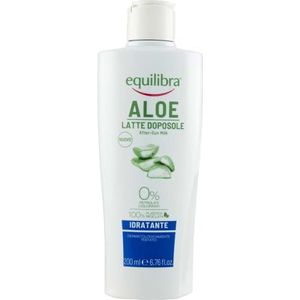 Equilibra Solari, Aloë After Sun Milk, hydraterend, op basis van carrotenolie, vitamine E, aloë vera balans (40%), hydraterende afterzool, die de rode huid verfrist en balanceert, 200 ml