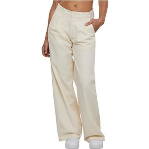 Urban Classics Damesbroek Dames Organic Pleated Cotton Pants whitesand 32, witzand., 32