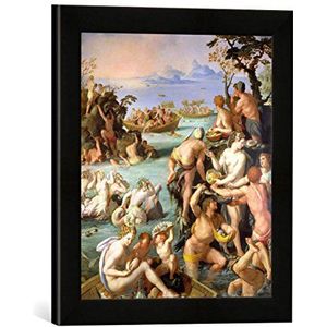 Ingelijste foto van Alessandro Allori ""The Pearl Fishers, 1572"", kunstdruk in hoogwaardige handgemaakte fotolijst, 30x40 cm, zwart mat