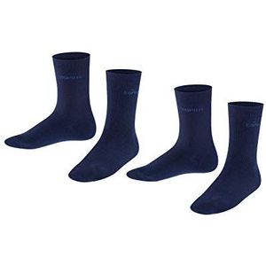 ESPRIT Uniseks-kind Sokken Foot Logo 2-Pack K SO Katoen Eenkleurig Multipack 2 Paar, Blauw (Marine 6120), 23-26