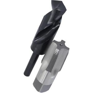 Drill America POU Serie 1""NPT Tap en Boor Set, 1"" Carbon Staal NPT Tap en 1-5/32"" HSS Boor Met 1/2"" Schacht in Plastic Case