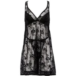 Emporio Armani Dames All Over Embroidery Lingerie Set Dames, zwart/bloem tuin, XL