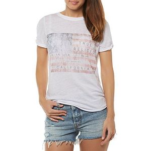 True Religion Dames Vlag Slit T-Shirt, Veelkleurig (wit), XS