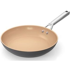 Ninja Extended Life 26cm keramische braadpan, pan met antiaanbaklaag (zonder PFA's, PFOA's, lood of cadmium), geschikt voor inductie, roestvrijstalen handgreep, ovenvast tot 285 °C, terracotta &