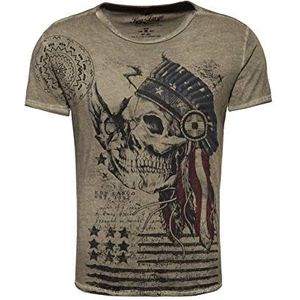 KEY LARGO Heren Mt Indian Skull T-Shirt, legergroen, M