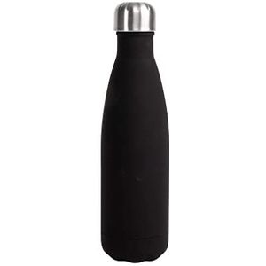 Sagaform Unisex – volwassenen 5018321 Nils stalen fles met rubber zwart 12/24H, 50cl, 7 x 25,5 cm