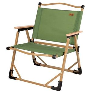 AKTIVE Camping-klapstoel, glamping, groen, kantelbeveiliging, 47 x 45 x 62 cm, draagkracht 110 kg, polyesterweefsel, stalen frame, houten armleuningen, klapstoelen (63067)