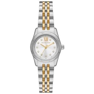 Michael Kors Lexington Horloge voor dames, kwartsuurwerk met horlogeband van roestvrij staal of leer, Zilver- en goudkleurig