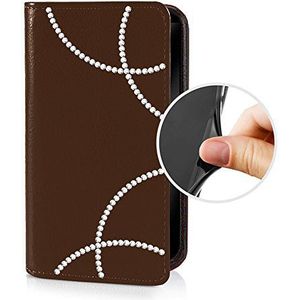 eSPee N630B2057 Nokia Lumia 630 beschermhoes wallet flip case bruin met strass boog siliconen bumper en magneetsluiting voor Nokia Lumia 630