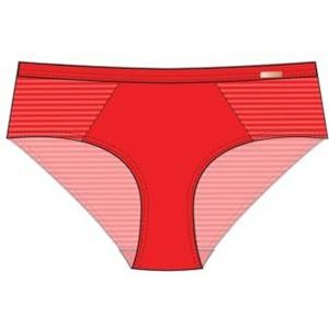 DORINA CARMEN Hipster, Burnout Gestreepte Micro en Micro Stof, Comfortabele Stretch Fit, Rood, Rood, 48