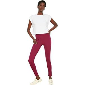 Trendyol panty, gebreid, hoge taille, leggings voor dames, Donker Paars, M