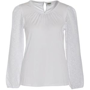 Shirt met mouwen van kant 242621, wit, 48