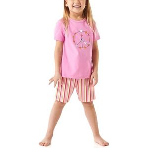 Schiesser Meisjespyjama set korte 100% biologisch katoen maat 92 tot 140 pyjama set, roze_181047, 104, Roze 181047, 104 cm