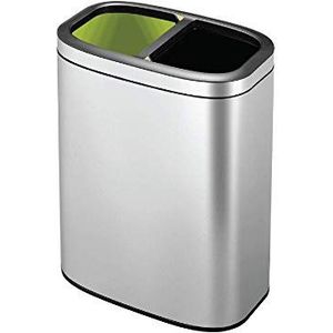 EKO - Oli-Cube Open Top Recycling Bin - Perfect voor kantoor en thuis, roestvrij staal, 5+5 liter