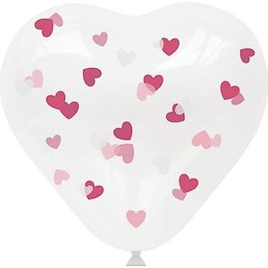 Folat 24883 Romantische liefdesdecoratie ballonnen hart met roze confetti 4 stuks latex ballonnen helium voor bruiloft, Valentijnsdag of Moederdag, roze