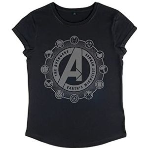 Marvel Classic - Avenger Emblems Women's Rolled-sleeve Black S