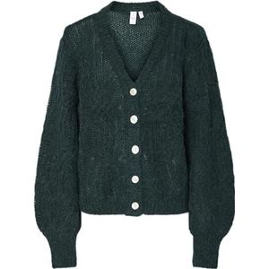 YAS - YASZUMA - Gebreid Vest - Donkergroen - V-hals