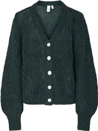 YAS - YASZUMA - Gebreid Vest - Donkergroen - V-hals