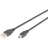 DIGITUS USB 2.0 aansluitkabel - 1m - verbindingskabel van USB A naar mini USB B (5-pin) - high-speed 480 Mbit/s