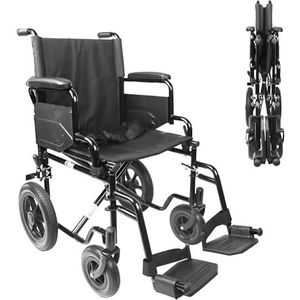 PEPE Mobility Lichtgewicht opvouwbare rolstoel (robuust stalen frame), gehandicapte stoel, volwassenen staal, transit