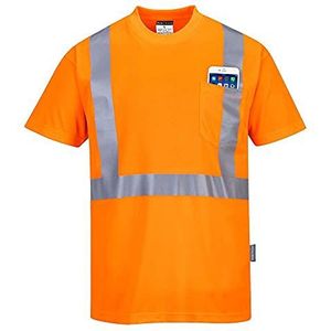 Portwest S190 Hi-Vis T-Shirt met Borstzak, Normaal, Oranje, Grootte 4XL