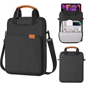 MoKo 9-11 Tablet Shoulder Sleeve Bag,Fits New 11-inch iPad Pro/Air M4/M2 2024,iPad 9/8th 10.2,iPad Air 5/4th 10.9,iPad 10th 10.9,Tab S8/S9 11,Polyester Bag with Concealed Hand Strap, Black & Gray