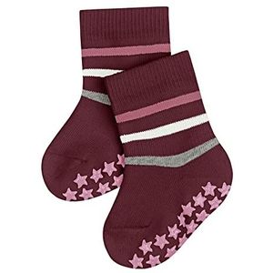 FALKE Unisex Baby Multi Stripe Katoen Dikke Patroon Warm Kleurrijk Gestreept met noppen aan de zool en pluche 1 paar pantoffels sokken, Rood (Ruby 8830), 74-80