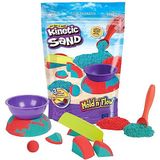 Kinetic Sand - Mold n' Flow-set met 680 g rood en blauwgroen speelzand en 3 stuks gereedschap - Sensorisch speelgoed