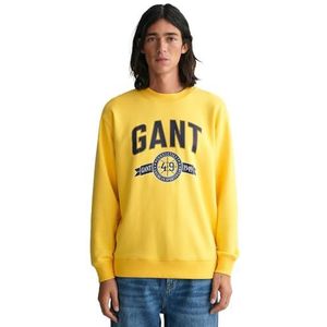GANT Heren C-Neck Crest Sweater Retro Logo Trui Met Ronde Hals, Warm geel, XXL