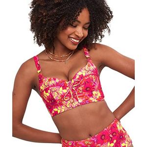 Joe Browns Dames Bright Floral Mix & Match Longline Cupped Bikini Top, 8, Roze, Roze Multi, 38